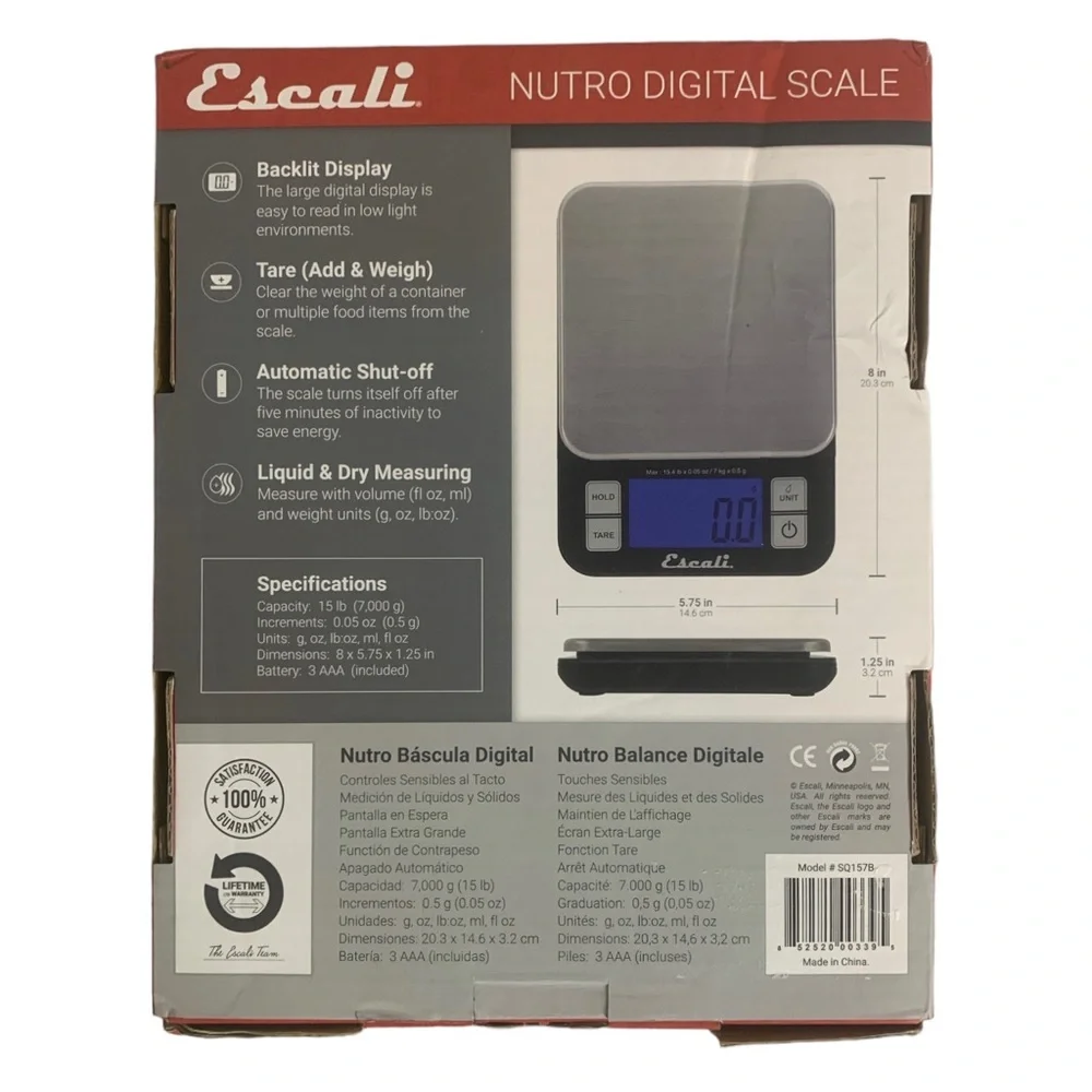 Escali Nutro Digital Food Scale Multi-Functional Kitchen Appliance Black